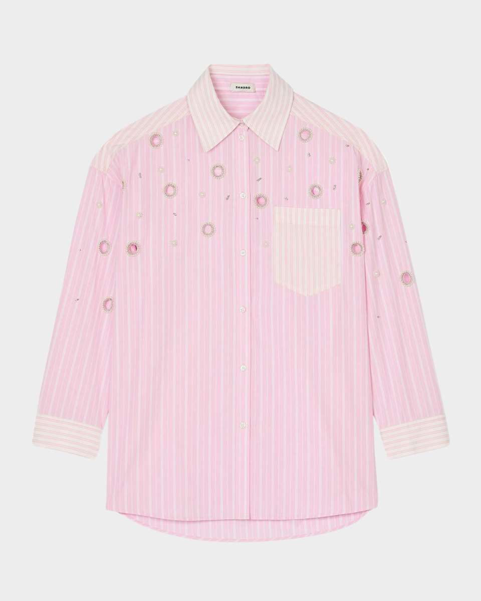 Confetti Embellished Striped Shirt